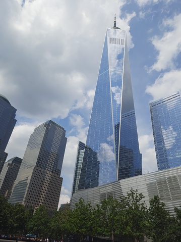 Manhattan, NEW YORK - September 04, 2022: A view of the One World Trade Center building in New York City.