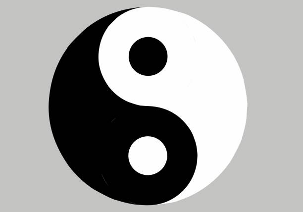 yin yang sign isolated on gray background yin yang sign isolated on gray background jin jang stock illustrations