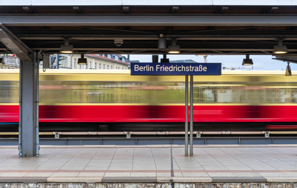 istock Blurred Motion Of Train At Railroad Station 1468160173