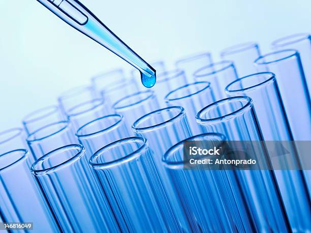 Test Tubes And Pipette Stock Photo - Download Image Now - Blue, Color Image, Laboratory
