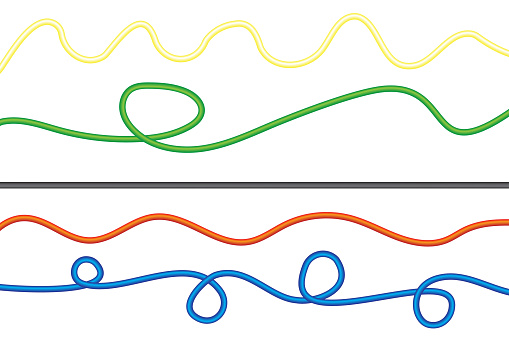 Colored rope set. Colored cord set. Colored cords. Vector illustration. EPS 10.