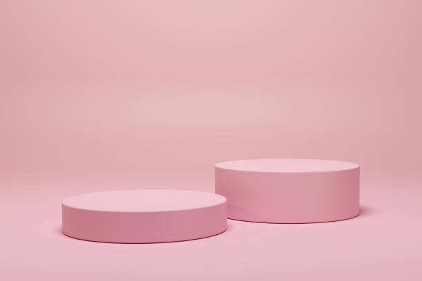 istock 3d pastel pink minimal cylinder product display showcase podium pedestal on empty space background. 3d mockup illustration 1468161537