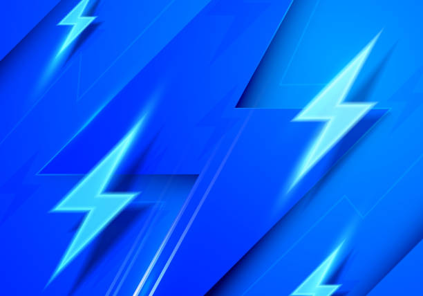 ilustrações de stock, clip art, desenhos animados e ícones de blue high voltage energy background - electricity power line power power supply