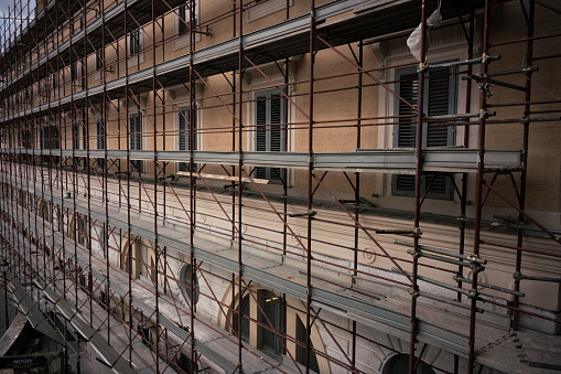 scaffolding on Renaissance palace