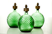 istock Three Vintage Glass Decanters with Whisky Label Featured in Front 146816327