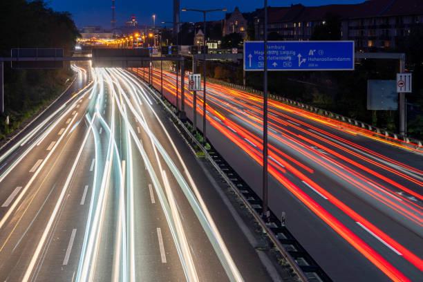 istock High Angle View Of Light Trails On Highway At Night 1468163483