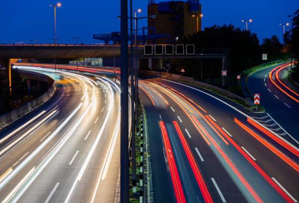 istock High Angle View Of Light Trails On Highway At Night 1468163489