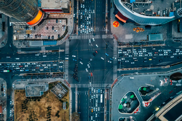 istock Aerial shot of city intersections 1468164073