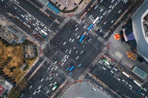 istock Aerial shot of city intersections 1468164087