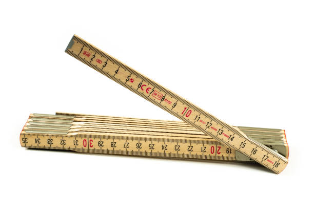 folding rule made from wood. - folding ruler imagens e fotografias de stock