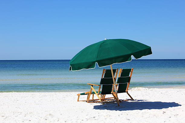 istock two chairs and umbrella on white sand beach 146816752