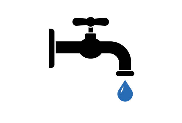 dotknij ikony. - leaking faucet water scarcity stock illustrations