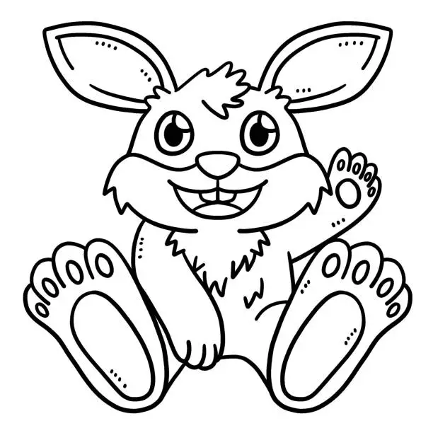 Vector illustration of Bunny Sitting Isolated Coloring Page for Kids