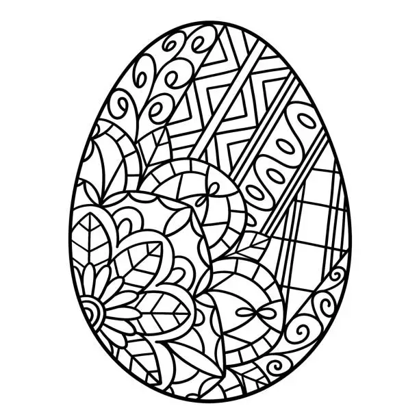 Vector illustration of Easter Egg Mandala Isolated Coloring Page