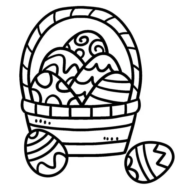 Vector illustration of Easter Egg Basket Isolated Coloring Page for Kids