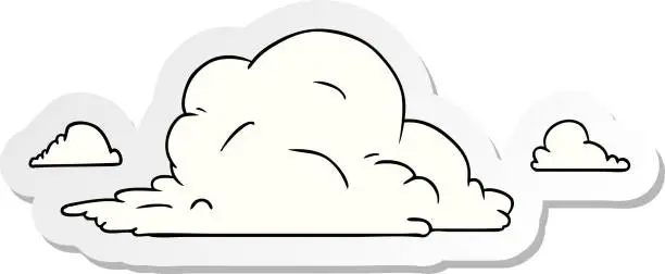 Vector illustration of hand drawn sticker cartoon doodle of white large clouds