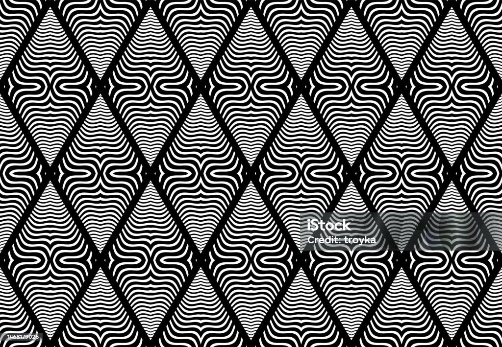 Wavey Diamond Pattern Seamless Geometric Diamonds Pattern Striped Wavy Lines Black And White ...