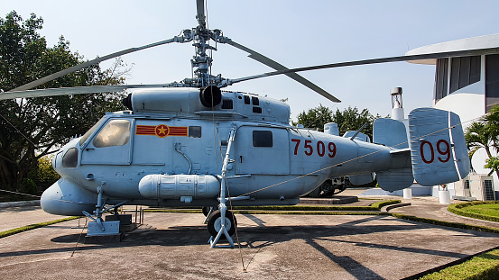 Hai Phong, Vietnam - April 7, 2022 : Kamov Ka-28 Military Helicopter Anti Submarine Warfare On Display At Navy Museum In Hai Phong City.