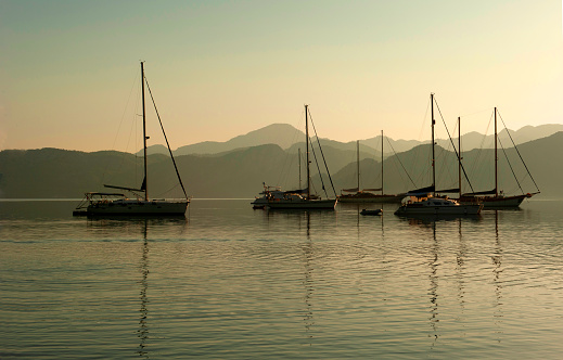 Yachts at sunset