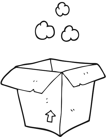Box Empty Layout Cartoon Freehand Drawn Black And White Cartoon Empty Box Stock Illustration ...