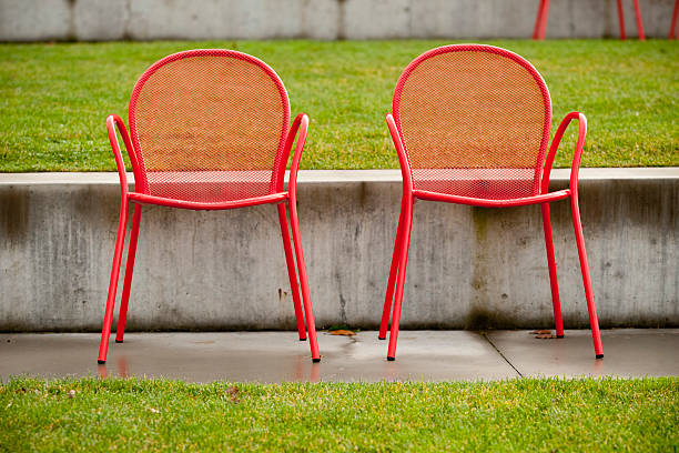 two red chairs stock photo