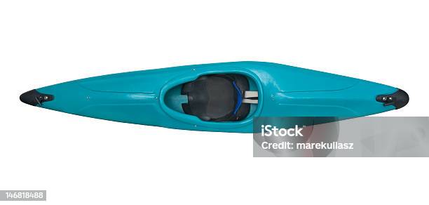 Kayak In Plastica Blu Whitewater - Fotografie stock e altre immagini di Kayak - Kayak, Sfondo bianco, Rapida - Fiume