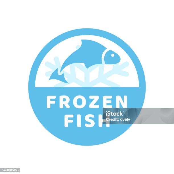 Frozen Fish Sign Frozen Fish Product Vector Label Stock Illustration - Download Image ...
