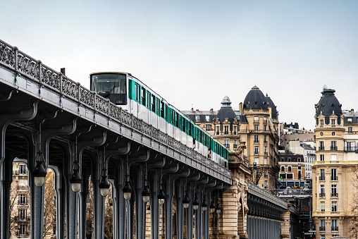 Paris metro with buildings