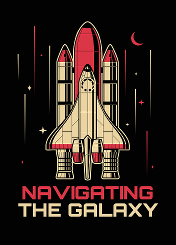 Vector of Vintage shirt design of Space Shuttle