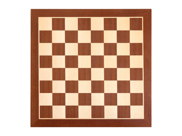 istock Wooden chessboard from above isolated on white background 1468192811