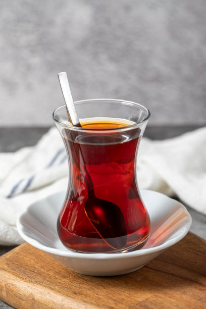 istock Black tea. Freshly brewed hot traditional Turkish tea in a glass 1468196404
