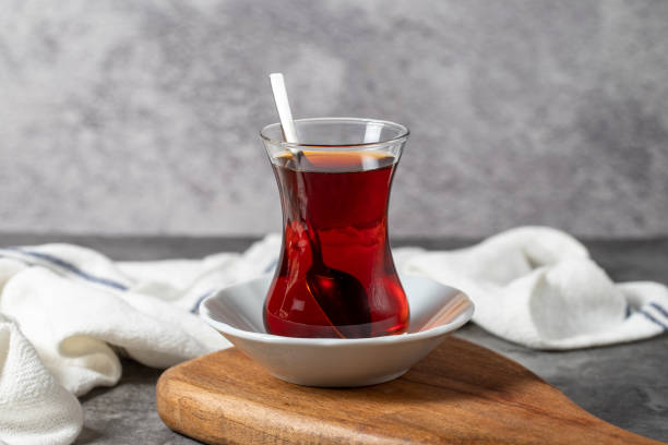 istock Black tea. Freshly brewed hot traditional Turkish tea in a glass 1468196975