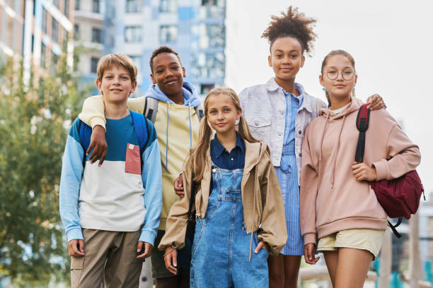 istock Group of five multicultural secondary school learners in casualwear 1468198765