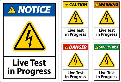 Live Testing Flags Live Test In Progress Sign On White Background Stock Illustration ...