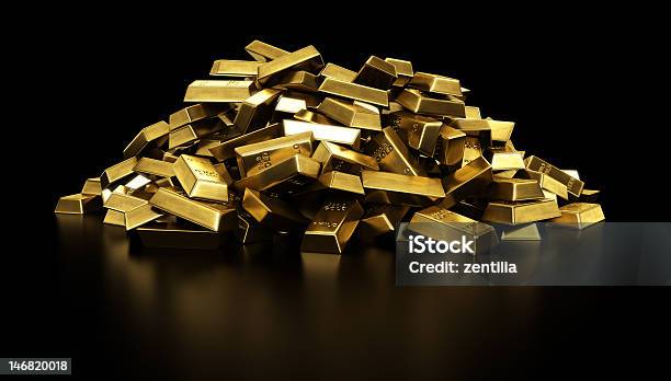 Pile Of Gold Bars Stock Photo - Download Image Now - Ingot, Stack, Heap