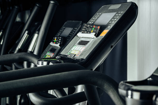 istock Treadmill screen in the new gym close up 1468204745