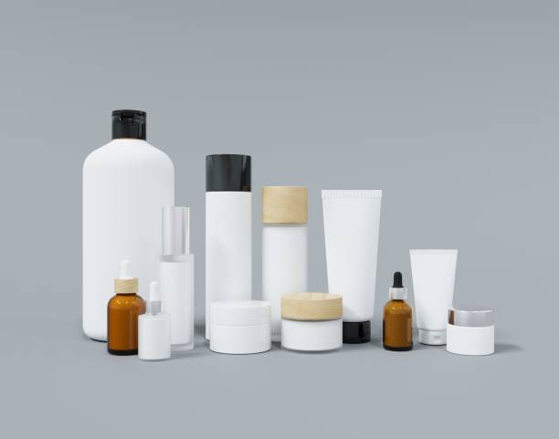 istock Group of different cosmetic bottles and jars 3D render 1468209707