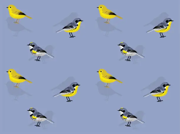 Vector illustration of Bird Yellow Warbler Cartoon Character Seamless Wallpaper Background