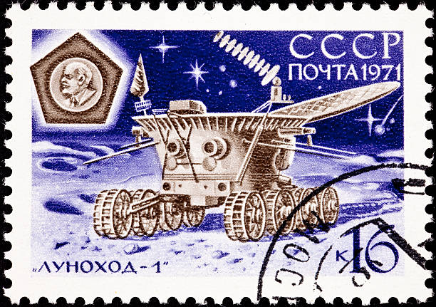Canceled Soviet Russia Postage Stamp Lunokhod Moon Explorer Probe, &#1051;&#1091;&#1085;&#1086;&#1093;&#1086;&#1076; Lunokhod 1 (AAAAAAA' ) landed on the Moon November 17, 1970 and operated for 322 days sending back pictures and soil analysis of the Moon.- See lightbox for more russian culture audio stock pictures, royalty-free photos & images