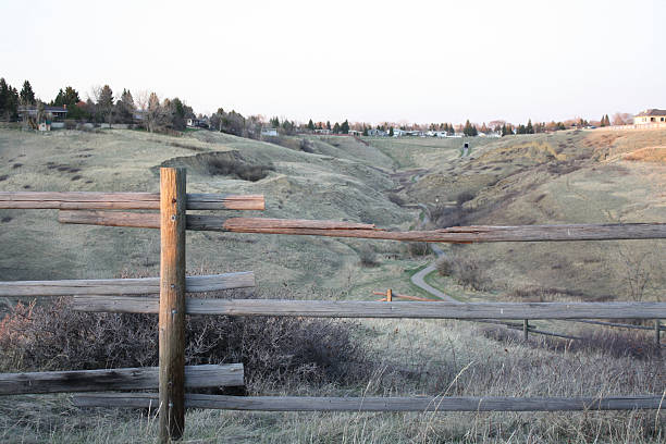 L.A. (Lethbridge, Alberta) Fenced land, photographed near Lethbridge, Alberta, Canada. lethbridge alberta stock pictures, royalty-free photos & images