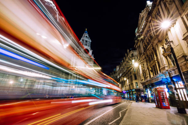 istock Long exposure with light trails at St Paul's cathedral in London, UK 1468218453