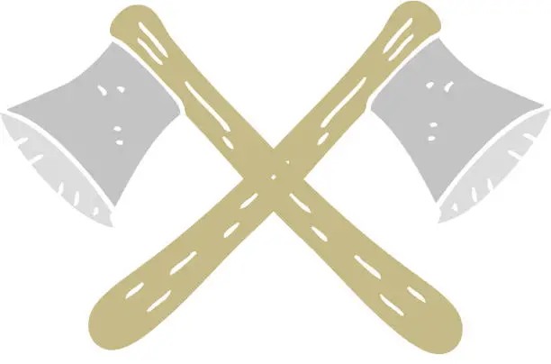 Vector illustration of flat color illustration of crossed axes