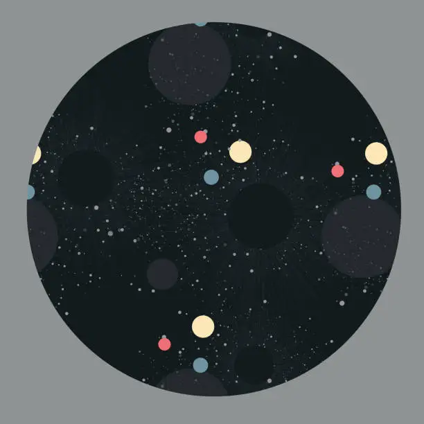 Vector illustration of Abstract Cosmos design on circle dark background