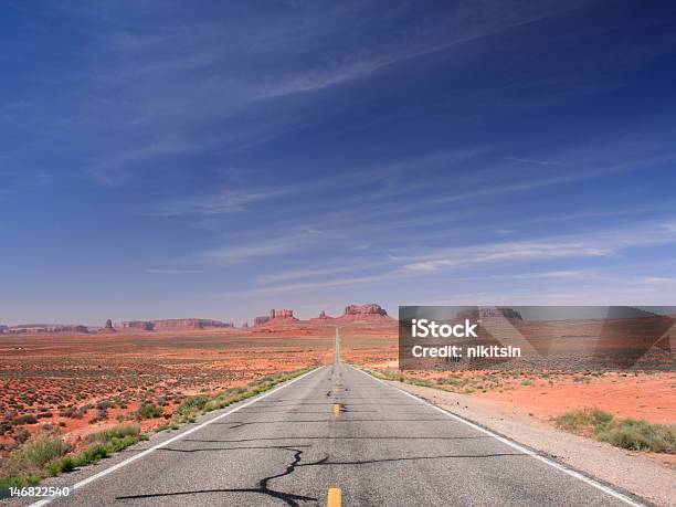 Highway To Monument Valley Stock Photo - Download Image Now - Arizona, Blue, Butte - Rocky Outcrop