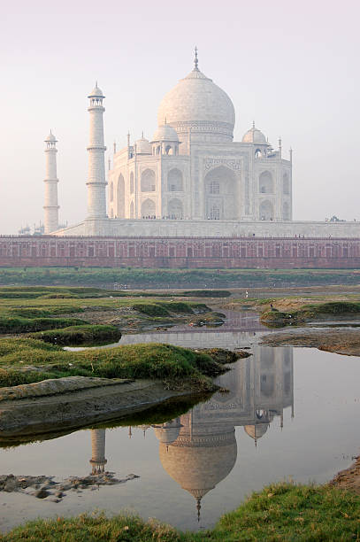 Taj Mahal at sunrise stock photo