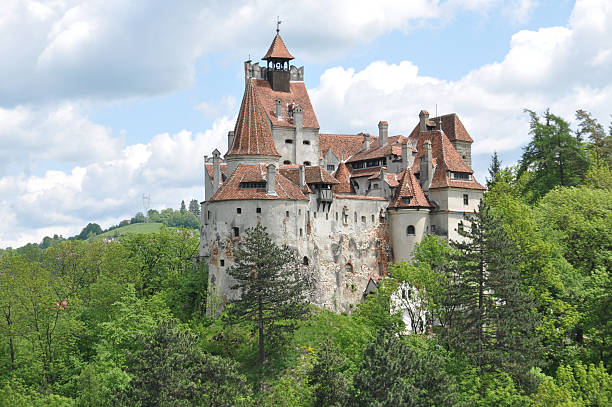 Dracula's Bran Castle in spring season . Dracula's Bran Castle in spring season . carpathian mountain range photos stock pictures, royalty-free photos & images