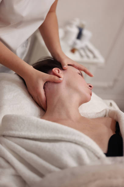 istock neck platysma massage. 1468232861