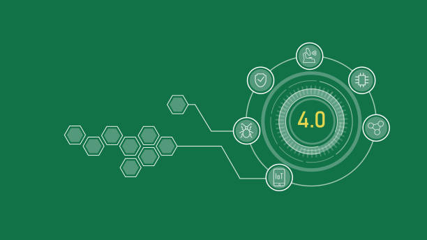 Internet of Thing IoT and modern agricultural technology based on smart farming infographic agriculture 4.0 which has a connection between 5G internet, Internet of Thing IoT and modern agricultural technology based on smart farming precision agriculture stock illustrations