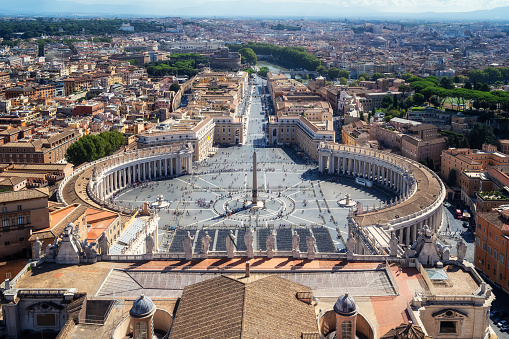 Aerial day view of Saint Peter's Square in Vatican