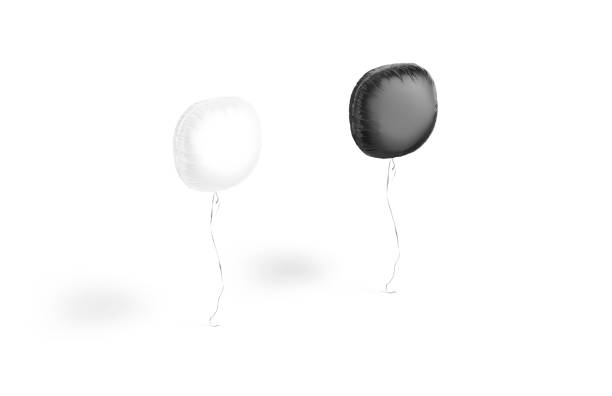 istock Blank black and white balloon square corners mockup, side view 1468237206